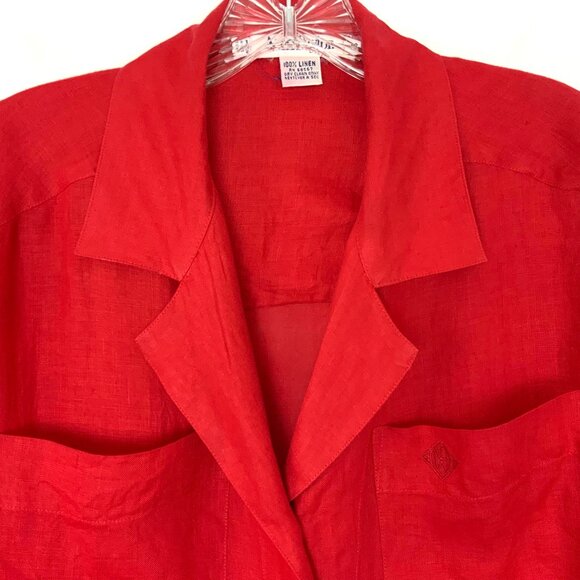 Vintage 90s Ann Taylor 100% Linen Red Button Up Shirt Small - Picture 15 of 16
